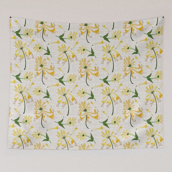 Item preview, Yellow honeysuckle floral pattern with textured background. designed and sold by PrajaktaPathak.