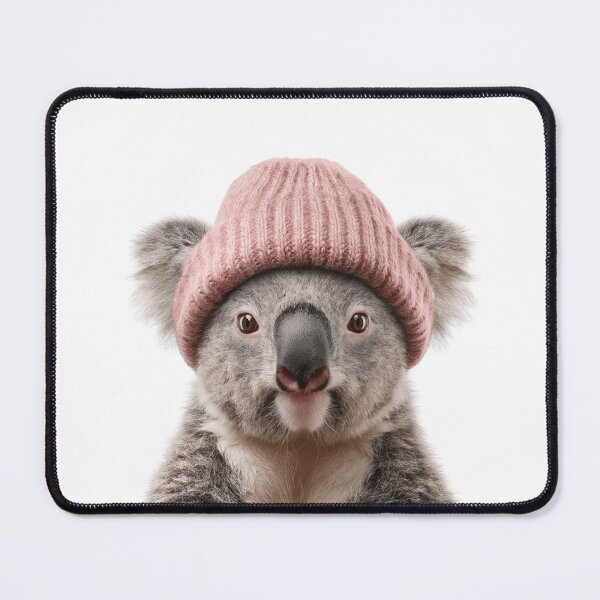Item preview, Cozy Koala Wearing Pink Winter Hat Trendy Animal Fashion Artwork designed and sold by LazyOwlStore.