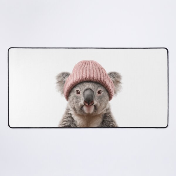 Item preview, Cozy Koala Wearing Pink Winter Hat Trendy Animal Fashion Artwork designed and sold by LazyOwlStore.