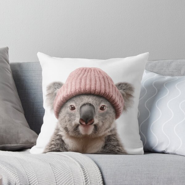 Item preview, Cozy Koala Wearing Pink Winter Hat Trendy Animal Fashion Artwork designed and sold by LazyOwlStore.