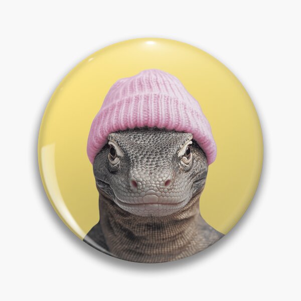 Item preview, Cozy Komodo Dragon Wearing Pink Winter Hat Trendy Animal Fashion Artwork designed and sold by LazyOwlStore.