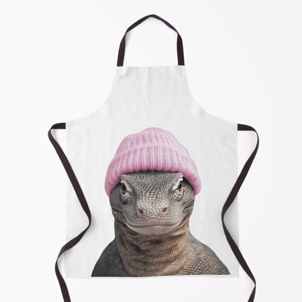 Item preview, Cozy Komodo Dragon Wearing Pink Winter Hat Trendy Animal Fashion Artwork designed and sold by LazyOwlStore.