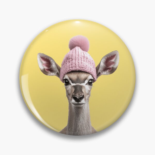 Item preview, Cozy Kudu Wearing Pink Winter Hat Trendy Animal Fashion Artwork designed and sold by LazyOwlStore.