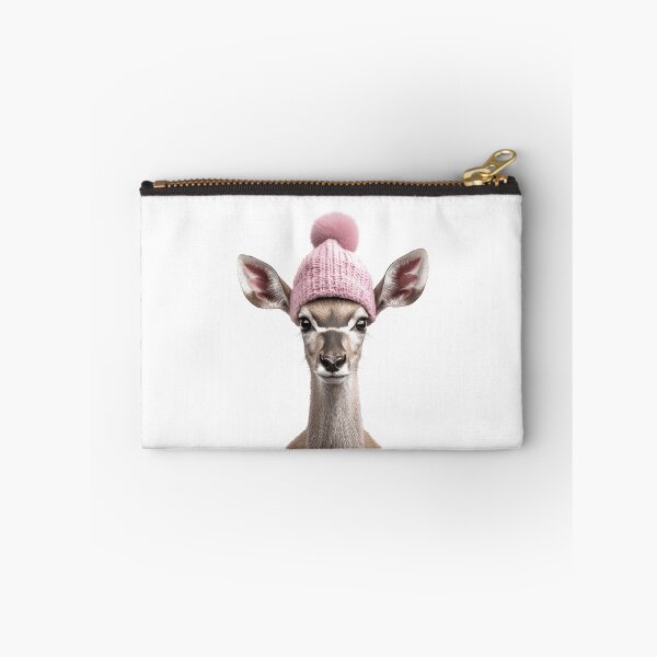 Item preview, Cozy Kudu Wearing Pink Winter Hat Trendy Animal Fashion Artwork designed and sold by LazyOwlStore.