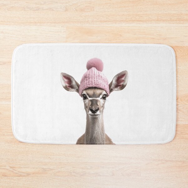 Item preview, Cozy Kudu Wearing Pink Winter Hat Trendy Animal Fashion Artwork designed and sold by LazyOwlStore.