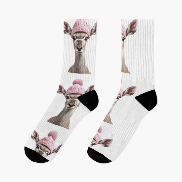 Item preview, Cozy Kudu Wearing Pink Winter Hat Trendy Animal Fashion Artwork designed and sold by LazyOwlStore.