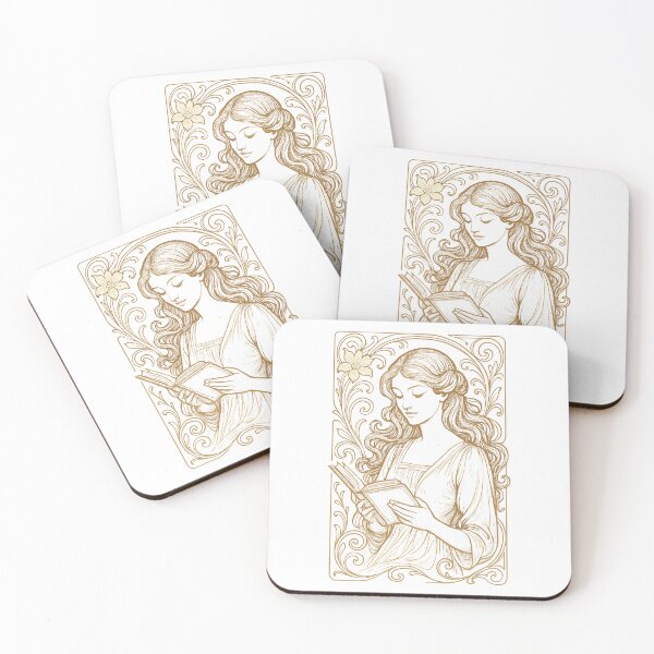 Item preview, Book Books Reading Woman Art Nouveau Gift designed and sold by Pineapple-Tree.