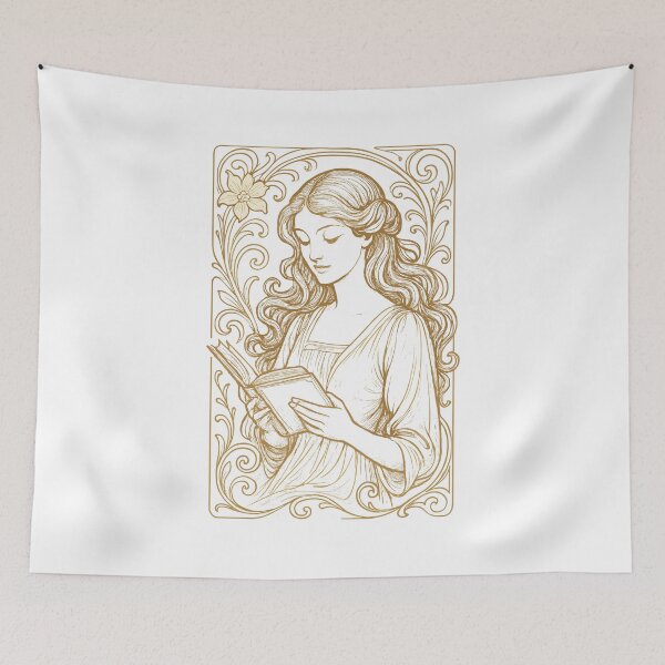 Item preview, Book Books Reading Woman Art Nouveau Gift designed and sold by Pineapple-Tree.