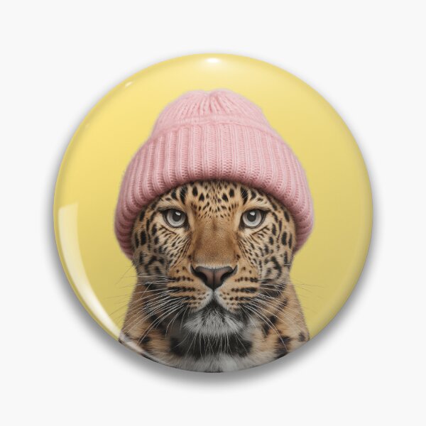 Item preview, Cozy Leopard Wearing Pink Winter Hat Trendy Animal Fashion Artwork designed and sold by LazyOwlStore.