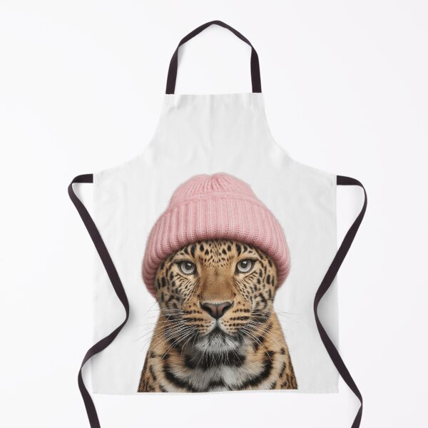 Item preview, Cozy Leopard Wearing Pink Winter Hat Trendy Animal Fashion Artwork designed and sold by LazyOwlStore.