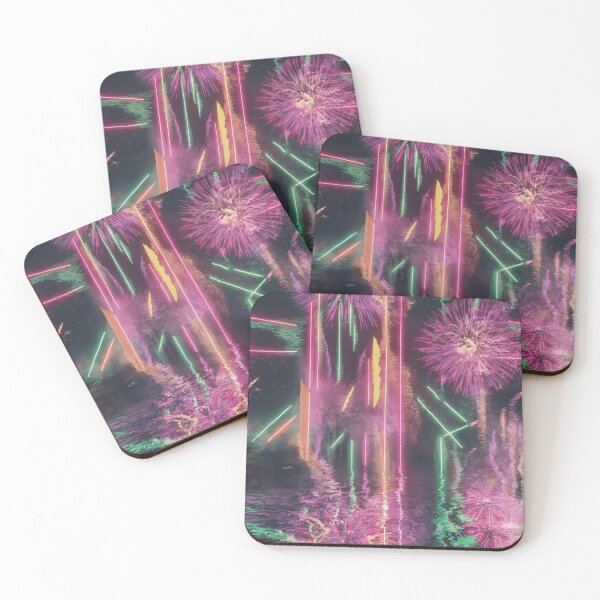 Item preview, Neon Fireworks Over Water – Futuristic Celebration Art designed and sold by NSB-Design.
