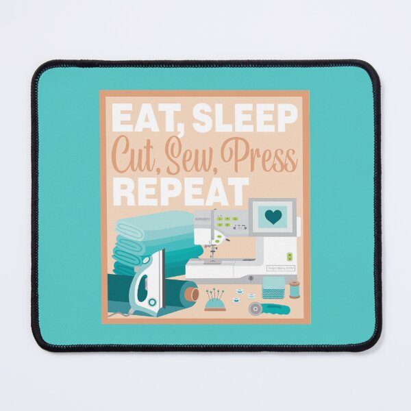 Item preview, Eat Sleep Repeat Quilting - Embroidery Machine - TEAL designed and sold by StellarFX.
