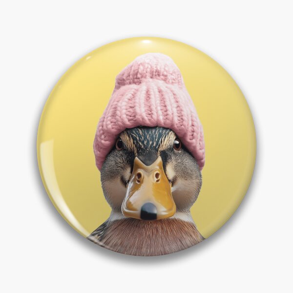 Item preview, Cozy Mallard bird Wearing Pink Winter Hat Trendy Animal Fashion Artwork designed and sold by LazyOwlStore.