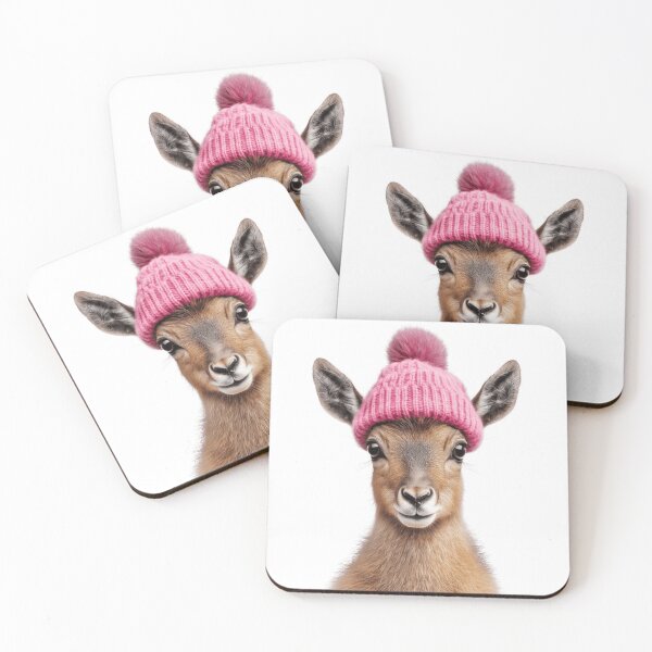 Item preview, Cozy Mara Wearing Pink Winter Hat Trendy Animal Fashion Artwork designed and sold by LazyOwlStore.