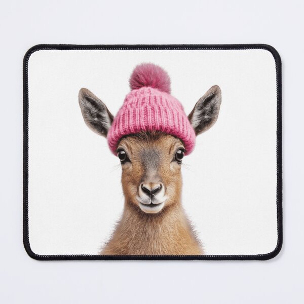 Item preview, Cozy Mara Wearing Pink Winter Hat Trendy Animal Fashion Artwork designed and sold by LazyOwlStore.