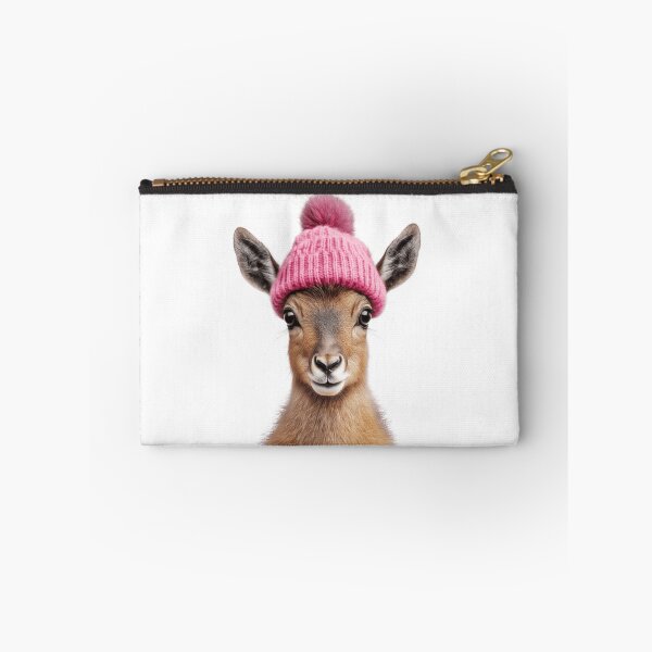 Item preview, Cozy Mara Wearing Pink Winter Hat Trendy Animal Fashion Artwork designed and sold by LazyOwlStore.