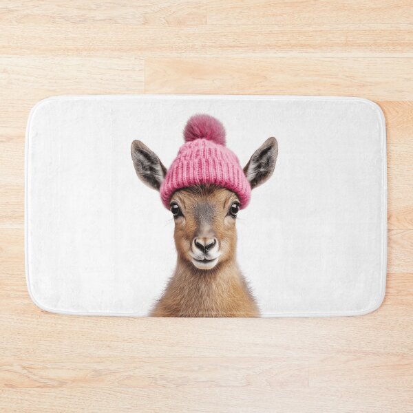 Item preview, Cozy Mara Wearing Pink Winter Hat Trendy Animal Fashion Artwork designed and sold by LazyOwlStore.