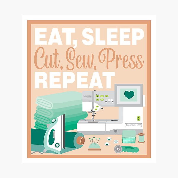 Item preview, Eat Sleep Repeat Quilting - Embroidery Machine - GREEN designed and sold by StellarFX.