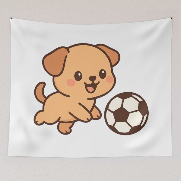 Item preview, Puppy With Football / Soccer Ball designed and sold by Delamoon.