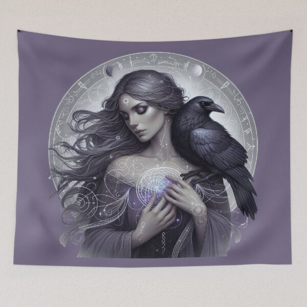 Item preview, Whispers of the Raven – Mystical Woman and Spirit Crow designed and sold by Roberta Calabrese.