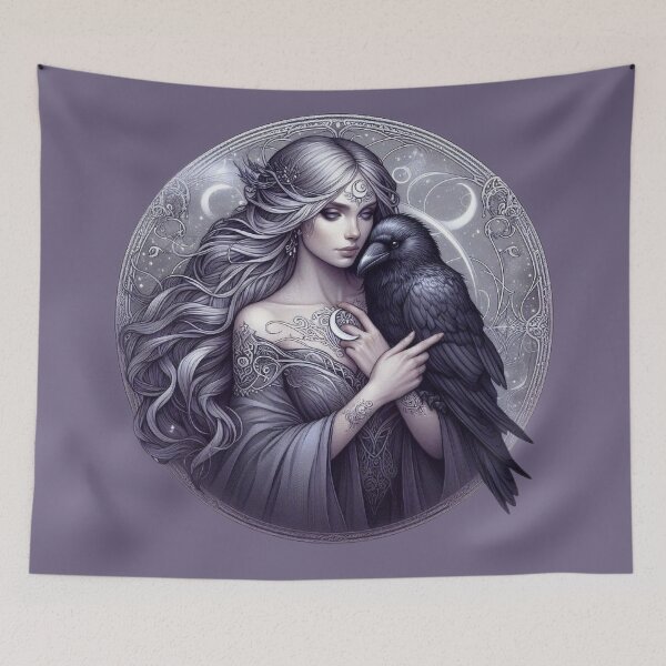 Item preview, Whispers of the Raven – Mystical Woman and Spirit Crow designed and sold by Roberta Calabrese.