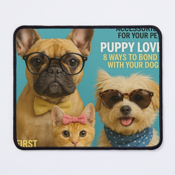 Item preview, Pet Vogue: Stylish Dogs and Cat in Glasses on Magazine Cover designed and sold by ChowdersTee.