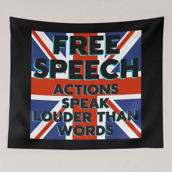 Item preview, FREEDOM TO SPEAK - ACTIONS SPEAKS LOUDER THAN WORDS - Union Jack designed and sold by KateVanFloofno1.