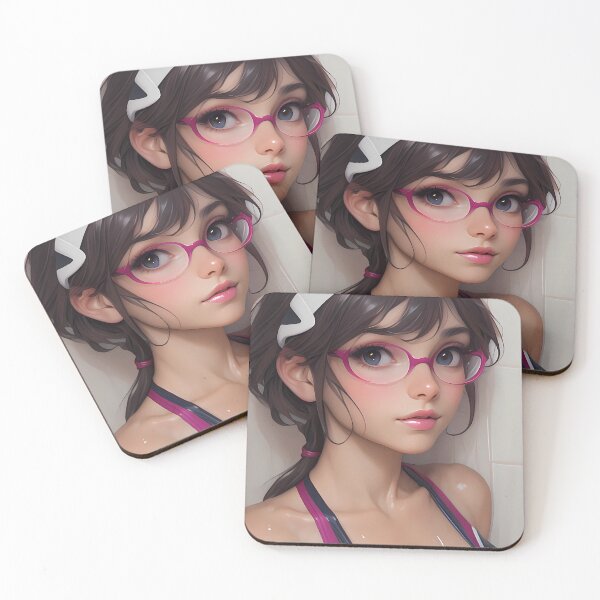 Item preview, Makinami Mari Illustrious Cute Anime Girl With Pink Glasses Glossy Swimsuit Smart And Sweet Look designed and sold by mugonneazh.