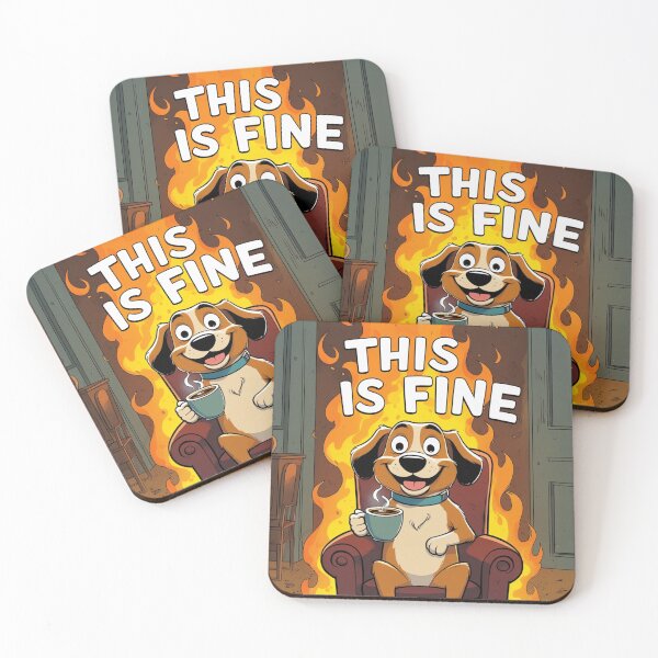 Item preview, This Is Fine Dog Meme – Funny Fire Chaos Cartoon for Posters, T-Shirts & More designed and sold by MOTAS Graphics .