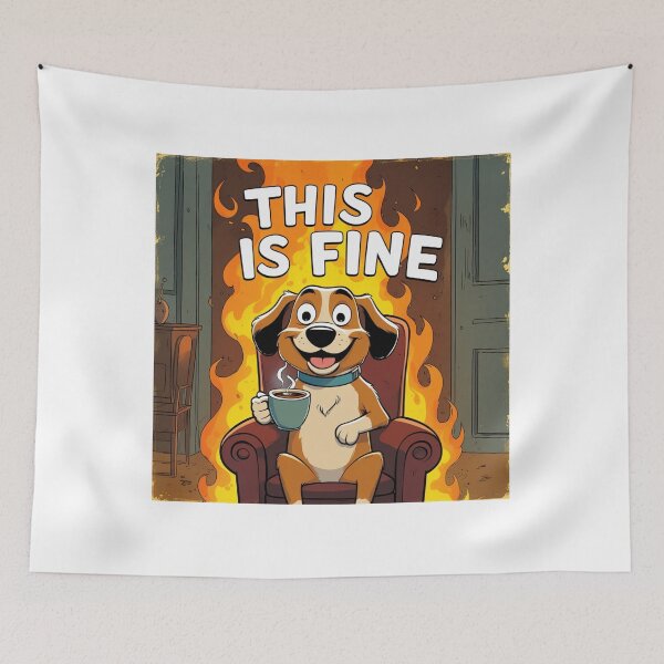 Item preview, This Is Fine Dog Meme – Funny Fire Chaos Cartoon for Posters, T-Shirts & More designed and sold by MOTAS FASHION .