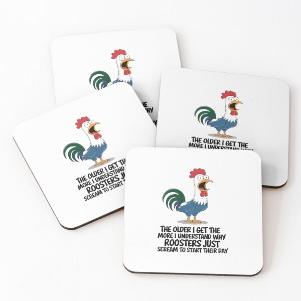 Item preview, the older I get, rooster, scream, grumpy, funnyfits70, Humor, Funny, retro, vintage, funny quotes, animal humor, designed and sold by FunnyFits70.