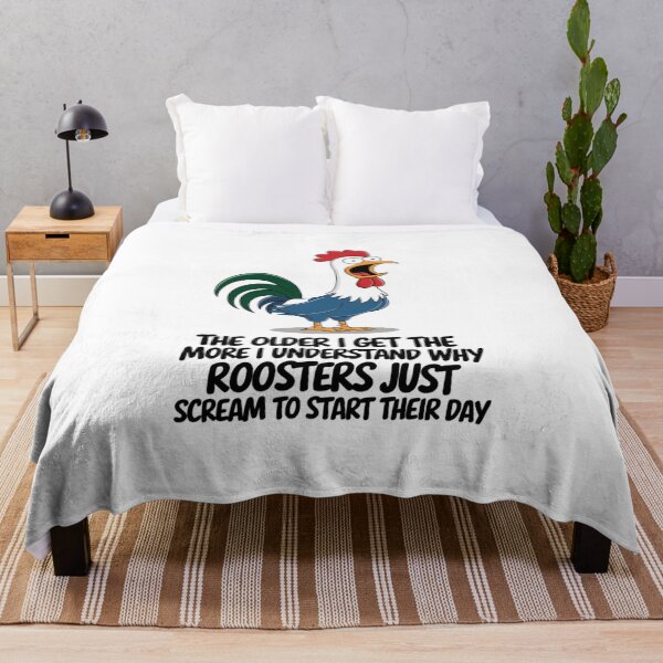 Item preview, the older I get, rooster, scream, grumpy, funnyfits70, Humor, Funny, retro, vintage, funny quotes, animal humor, designed and sold by FunnyFits70.