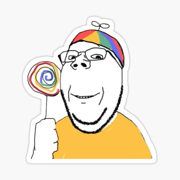Artikel-Vorschau von Dummer Wojak mit Lutscher und Propellerhut, designt und verkauft von Cozyzotz' Cave.