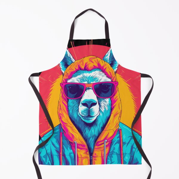 Item preview, Solar Llama Sticker – Neon Hoodie Animal Design – Symmetrical Retro Pop Llama with Sunglasses designed and sold by Daagath.