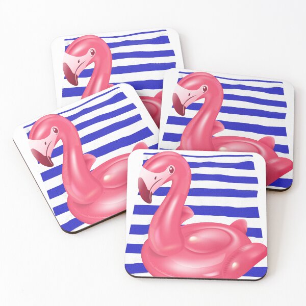 Item preview, Pink Flamingo Pool Float on Striped Beach Towel – Summer Vibes designed and sold by GusiaTreasures.