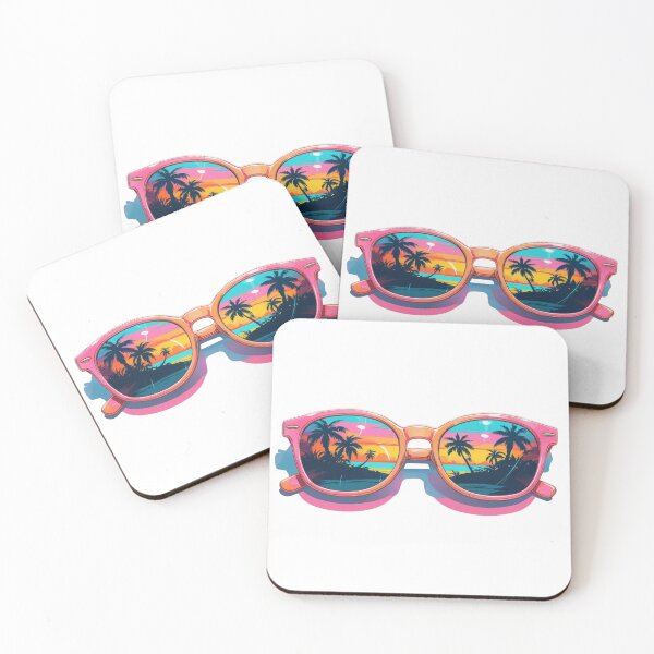 Item preview, Sunset Sunglasses — Retro summer design with palm trees designed and sold by StormArte.