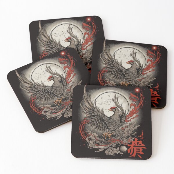Item preview, Moonfire Rooster – Japanese Ink Bird with Flame & Kanji – Mythical Tattoo Style Art designed and sold by Daagath.