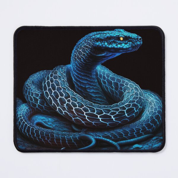 Item preview, Blue Venom Serpent – Glowing Snake Art – Bioluminescent Fantasy Creature Design designed and sold by Daagath.