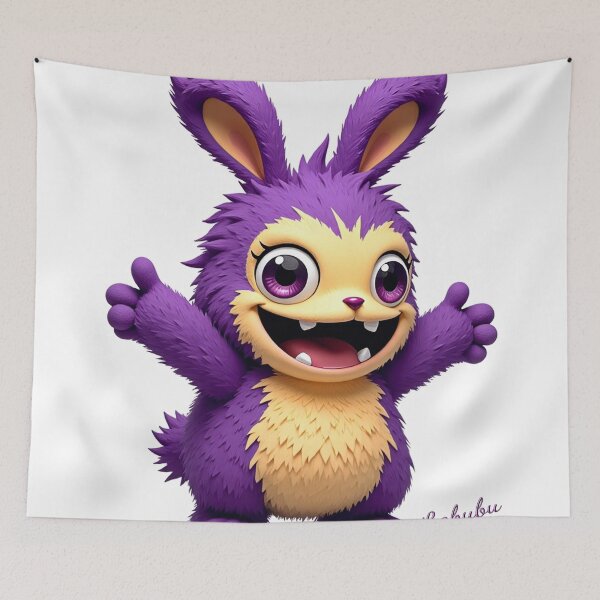 Item preview, Purple and Yellow, Happy, Plush Monster, Hairy Labubu designed and sold by Huskyyy Designs.