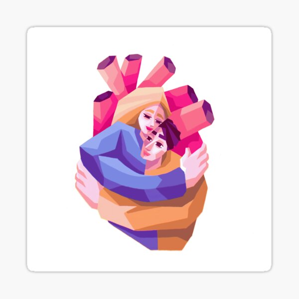 Item preview, Abstract Embrace – Bold Geometric Love Illustration designed and sold by backwooddesign.
