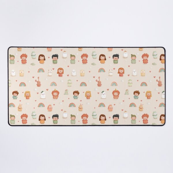 Item preview, Cute Minimal Cartoon Seamless Pattern – Kawaii Pastel Characters with Rainbows and Hearts designed and sold by AnnaAdum.