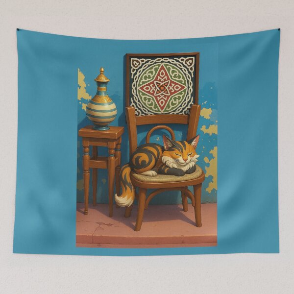 Item preview, Cairo cat with pottery jug in traditional egyptian coffee shop  designed and sold by TuyaArts.