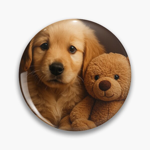 Item preview, Golden Retriever Puppy with teddy bear designed and sold by soulofalion.