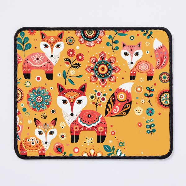 Item preview, Four Foxes Whimsical Forest Friends - Scandinavian Folk Art by heidiannemorris © designed and sold by FOLK ART FUSION by heidiannemorris.