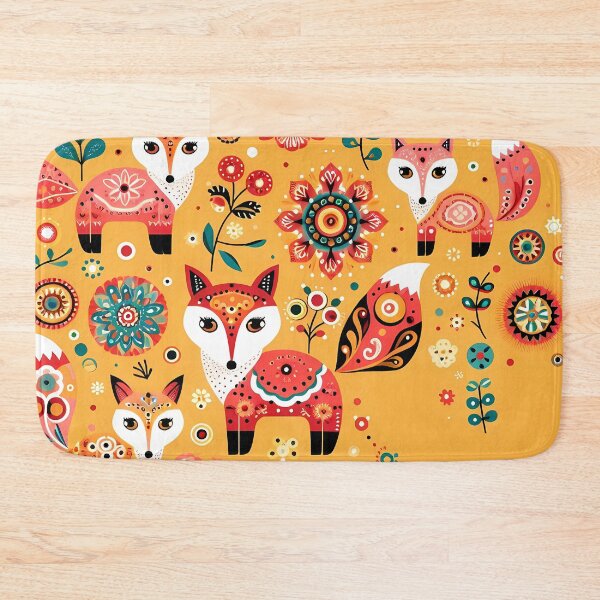 Item preview, Four Foxes Whimsical Forest Friends - Scandinavian Folk Art by heidiannemorris © designed and sold by FOLK ART FUSION by heidiannemorris.