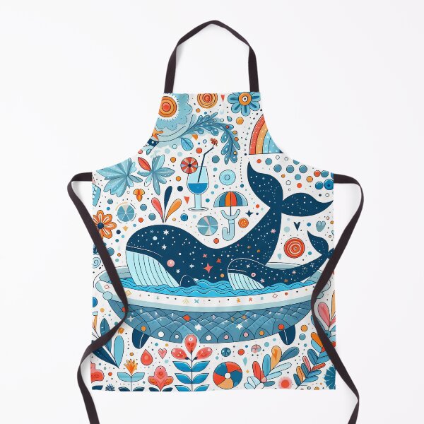 Item preview, Mother and Baby Blue Whales Swimming in a Whimsical Bathtub - Scandinavian Folk Art by heidiannemorris © designed and sold by FOLK ART FUSION by heidiannemorris.