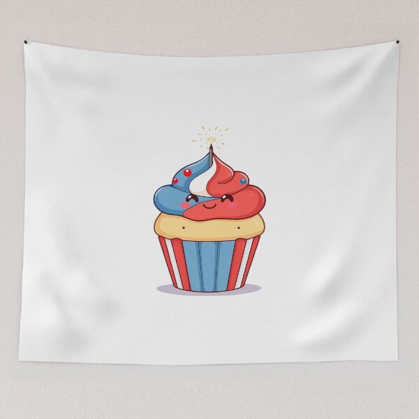 Item preview, Kawaii Patriotic Cupcake – 4th of July Treat designed and sold by DaniArtDesign81.
