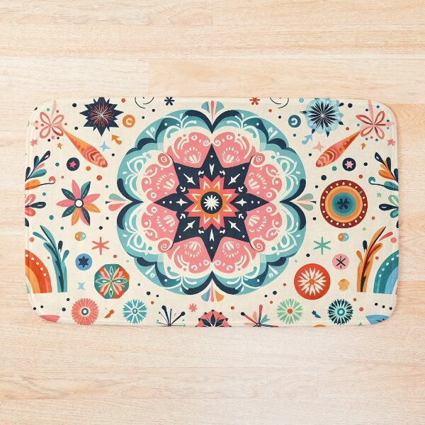 Artikelvorschau, Mehrfarbiges abstraktes, strahlendes, harmonisches Volkskunstdesign – Skandinavische Volkskunst von heidiannemorris © entworfen und verkauft von FOLK ART FUSION.