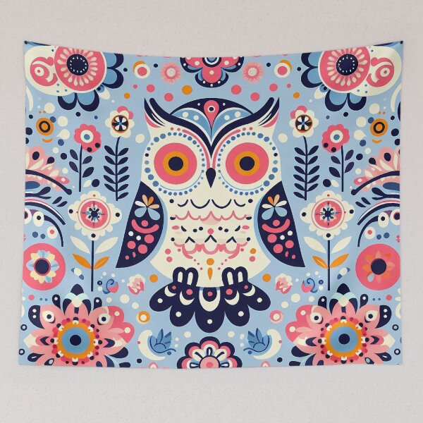 Item preview, Whimsical Owl Folk Art Woodland Friend - Scandinavian Folk Art by heidiannemorris © designed and sold by FOLK ART FUSION by heidiannemorris.