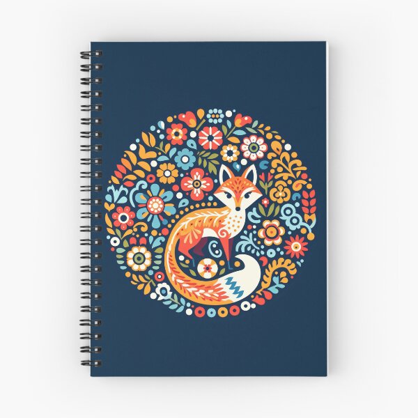 Item preview, Whimsical Fox Colourful Floral Circle - Scandinavian Folk Art by heidiannemorris © designed and sold by FOLK ART FUSION.